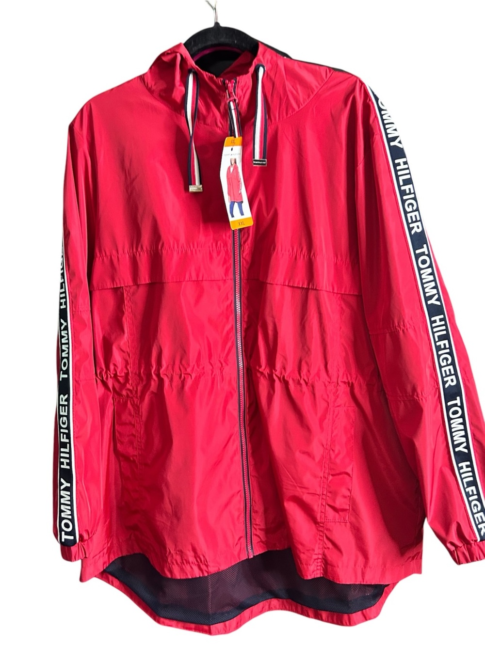 Tommy Hilfiger Women's Jacket Crimson Softshell Rain Windbreaker Hoodie Size XXL